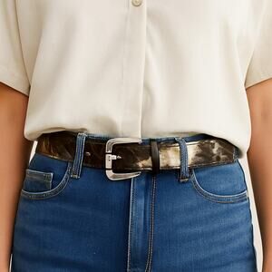 Michael Michael Kors SZ L Genuine Leather & Cow Hide Silver Hardware